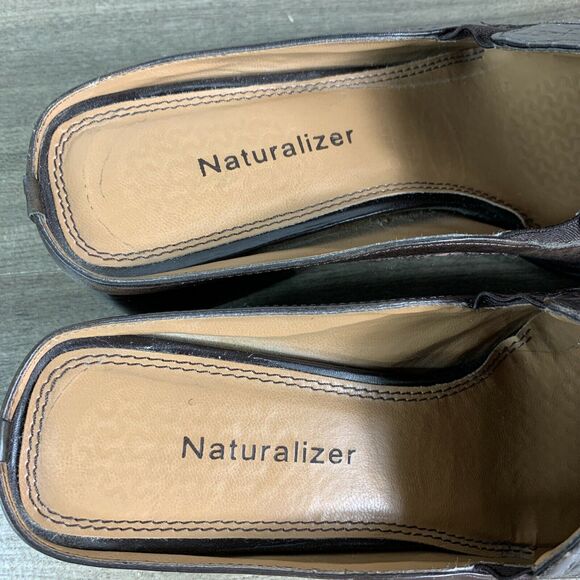 Naturalizer Womens Mules Shoes Leather Size 7.5 M Brown Slide Slip On - Picture 7 of 10